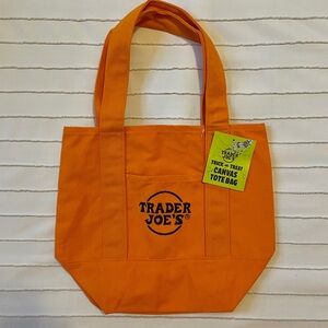 NWT Trader Joe's Orange Canvas Tote Bag
